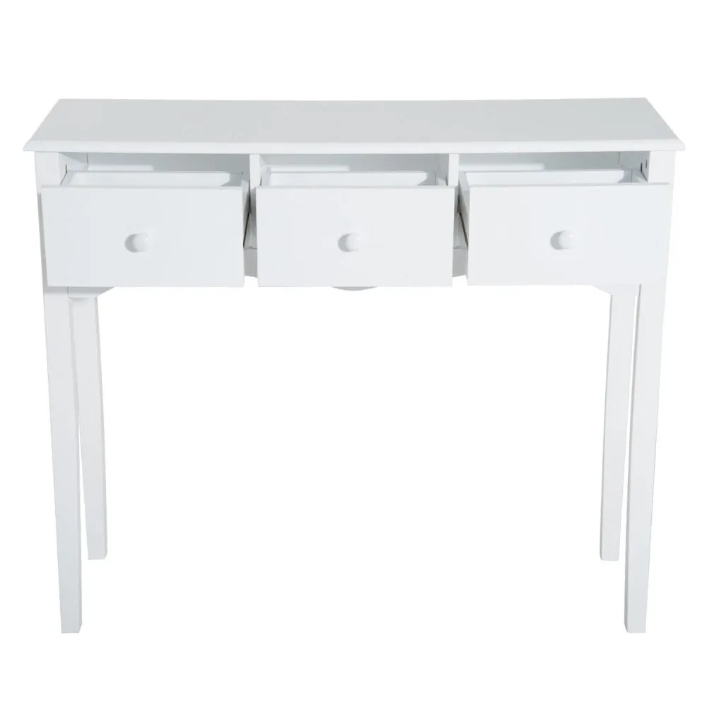 100Wx32Dx85H cm 3-Drawer Dressing Table Entrance Console Table Makeup Desk with Storage in-White