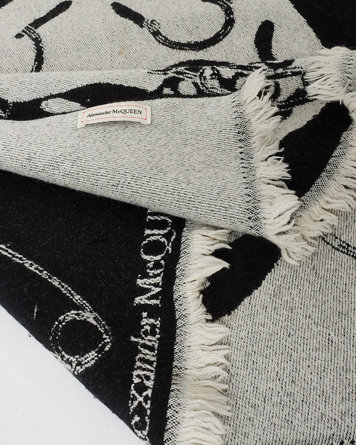 Alexander McQueen Grey & Black Pierced Skull Face Scarf