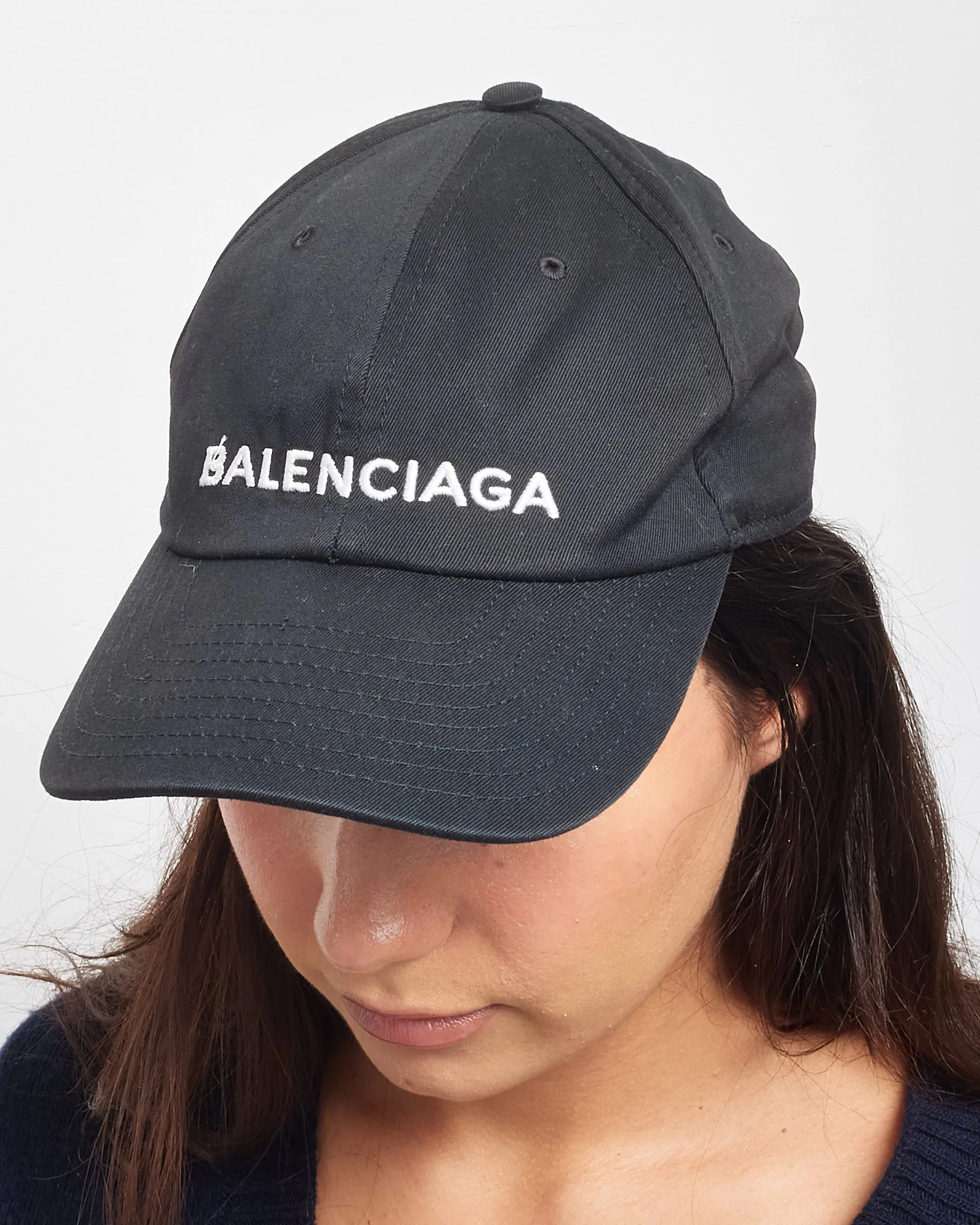 Balenciaga Black White Logo Baseball Cap