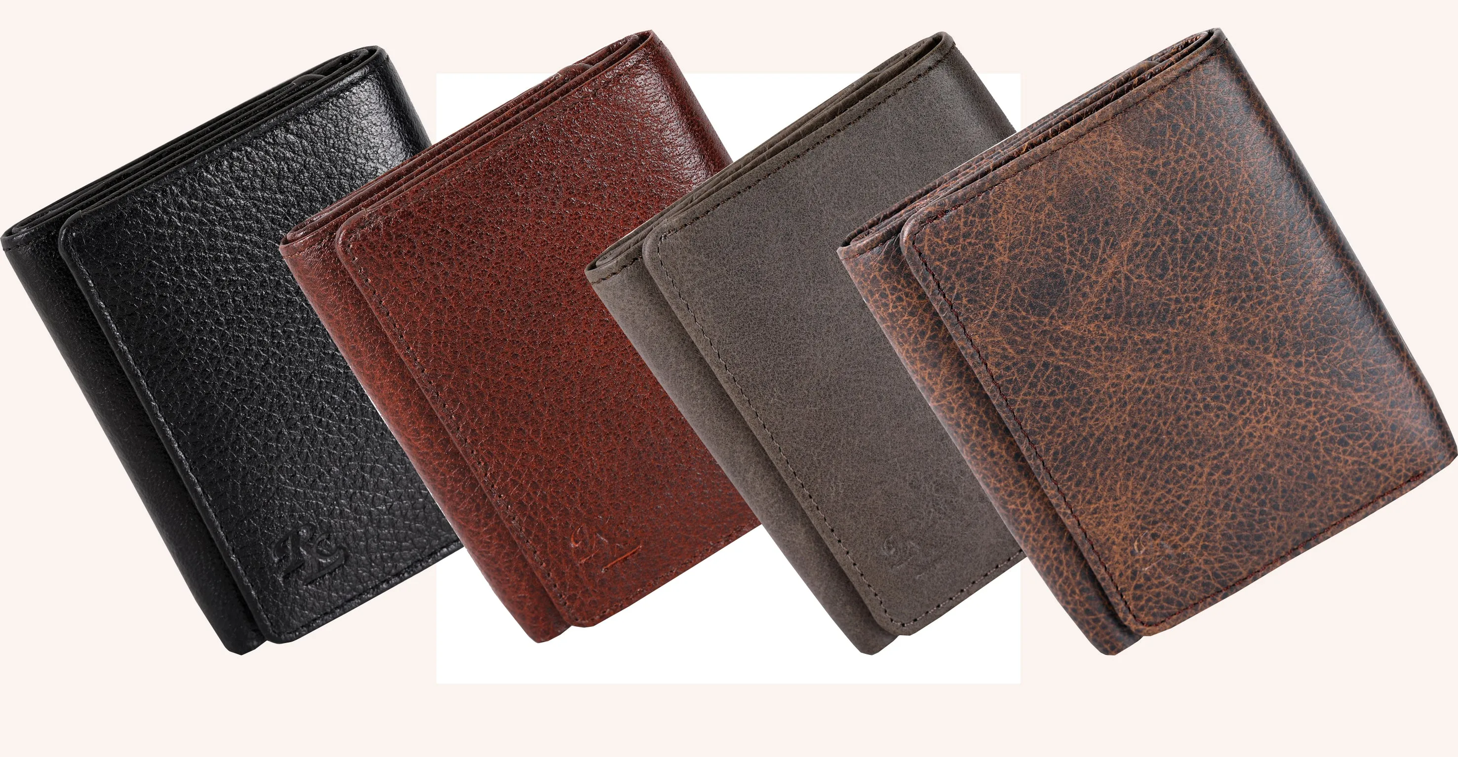 Basic Buttoned Leather Tri Fold Wallet