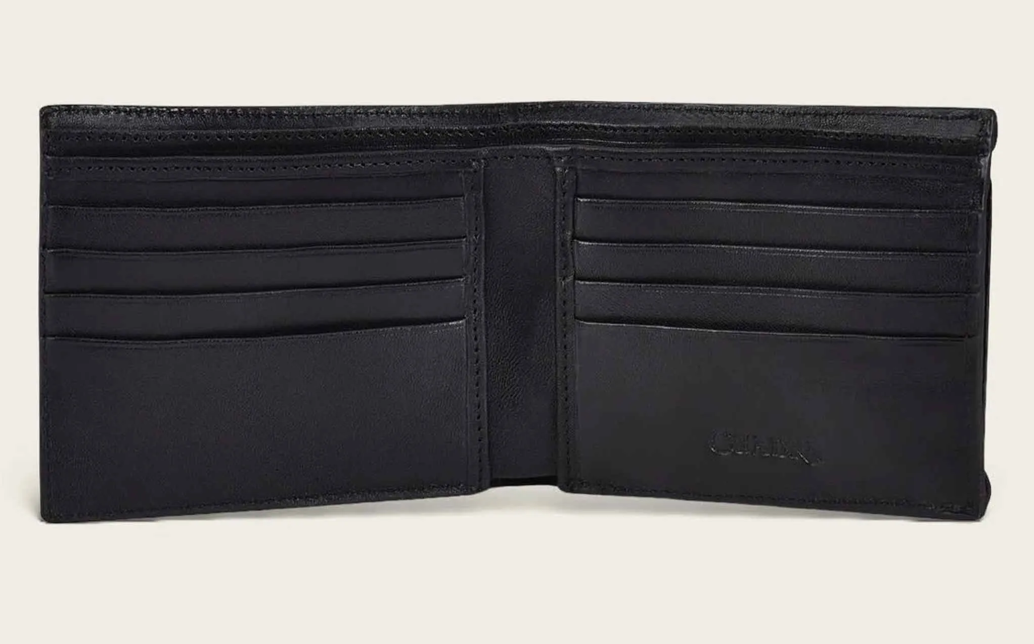 Black bifold bovine wallet