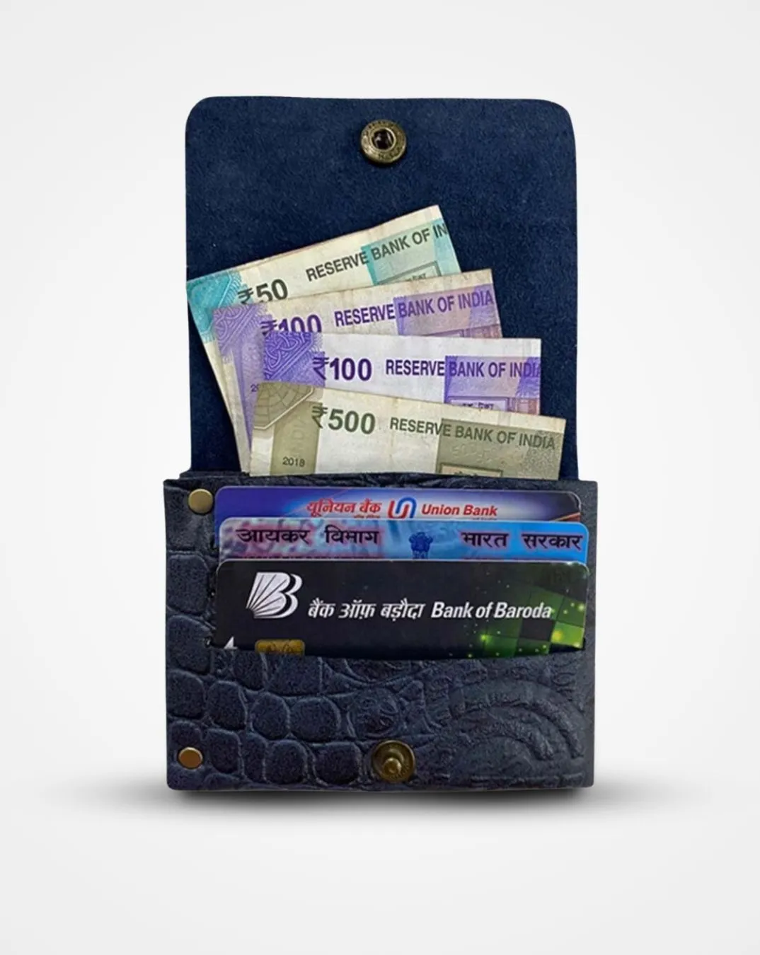 BLUE CROC PRINT BATUA - SLIM LEATHER WALLET