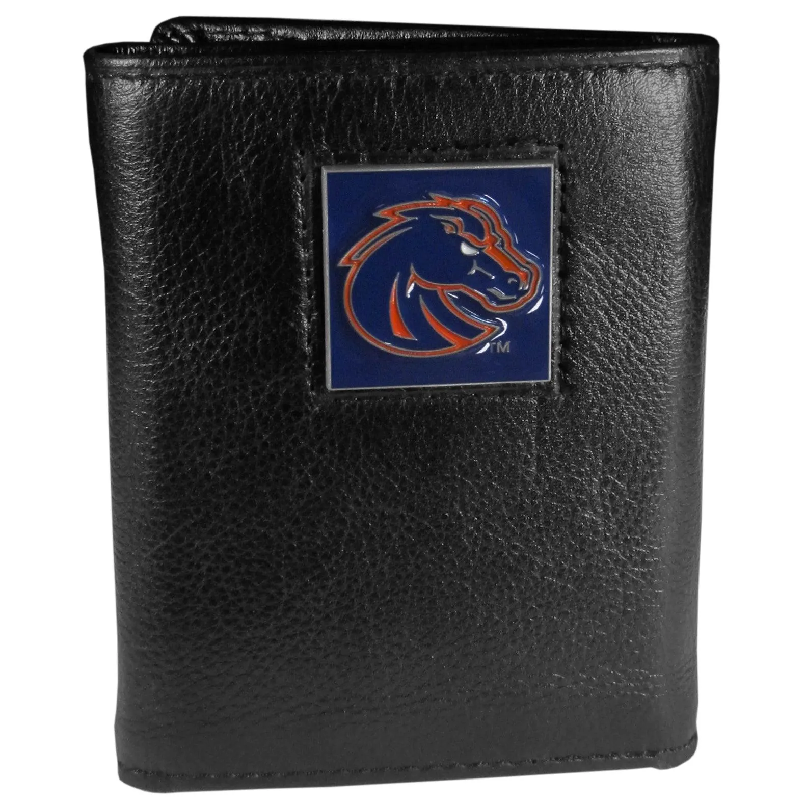 Boise St. Broncos Deluxe Leather Tri-fold Wallet Packaged in Gift Box