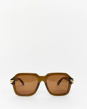 Bottega Veneta Army Green Cat.2 Oversized Sunglasses BV1123S