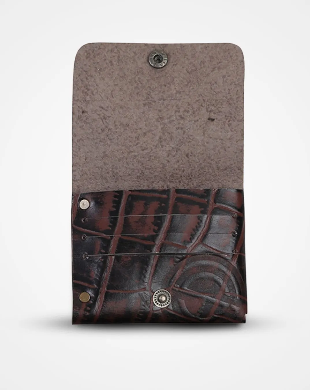 BROWN CROC PRINT NATIVE BATUA - SLIM LEATHER WALLET