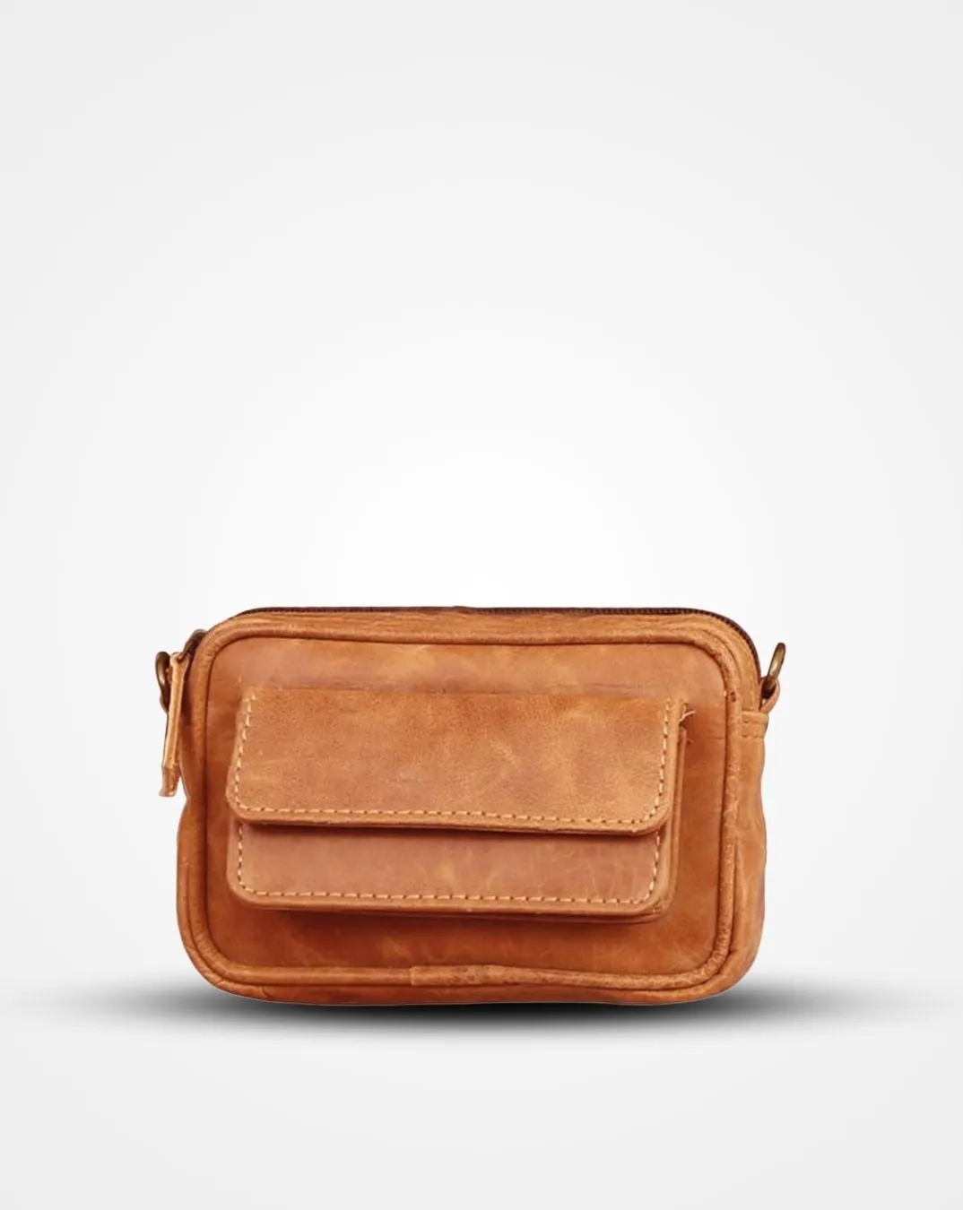 Brown Front Pocket Leather Bumbag/ Waist Bag