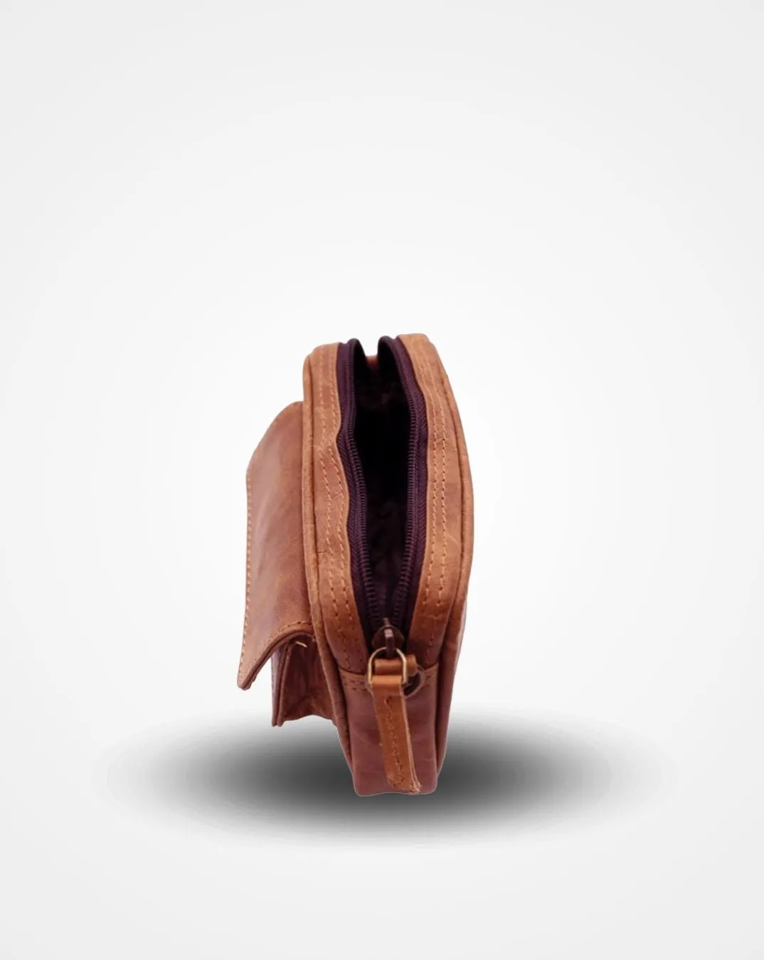 Brown Front Pocket Leather Bumbag/ Waist Bag