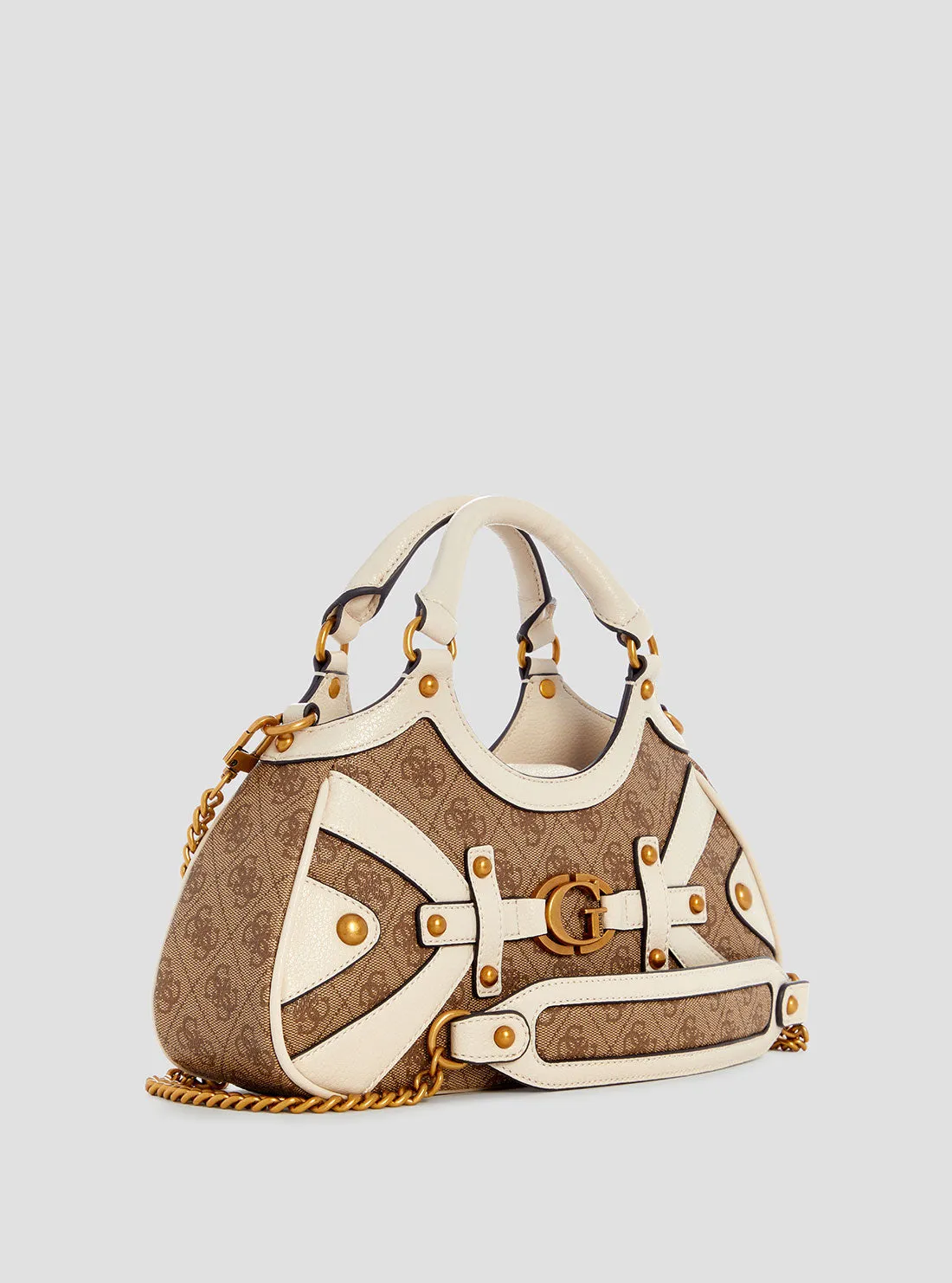 Brown Logo Mintha Satchel Bag