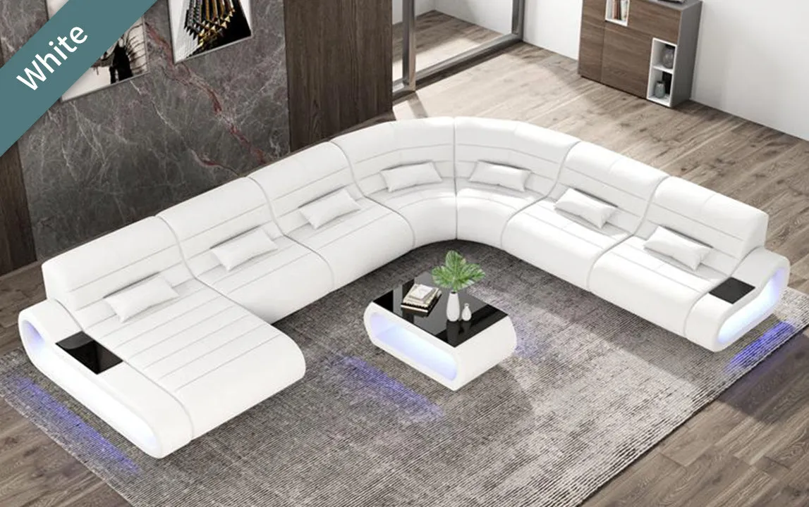 Catina XL Leather Sectional with LED Light