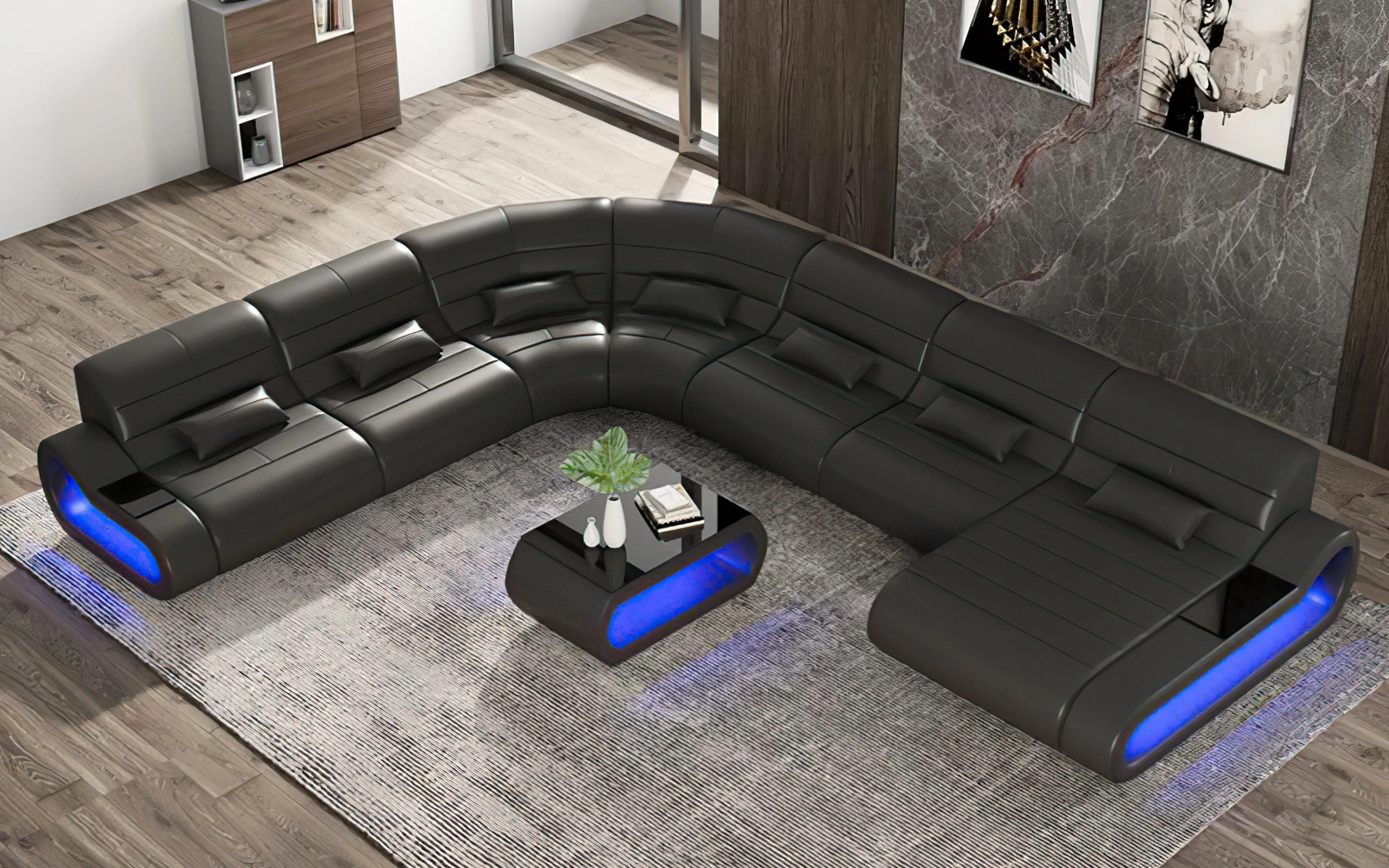 Catina XL Leather Sectional with LED Light