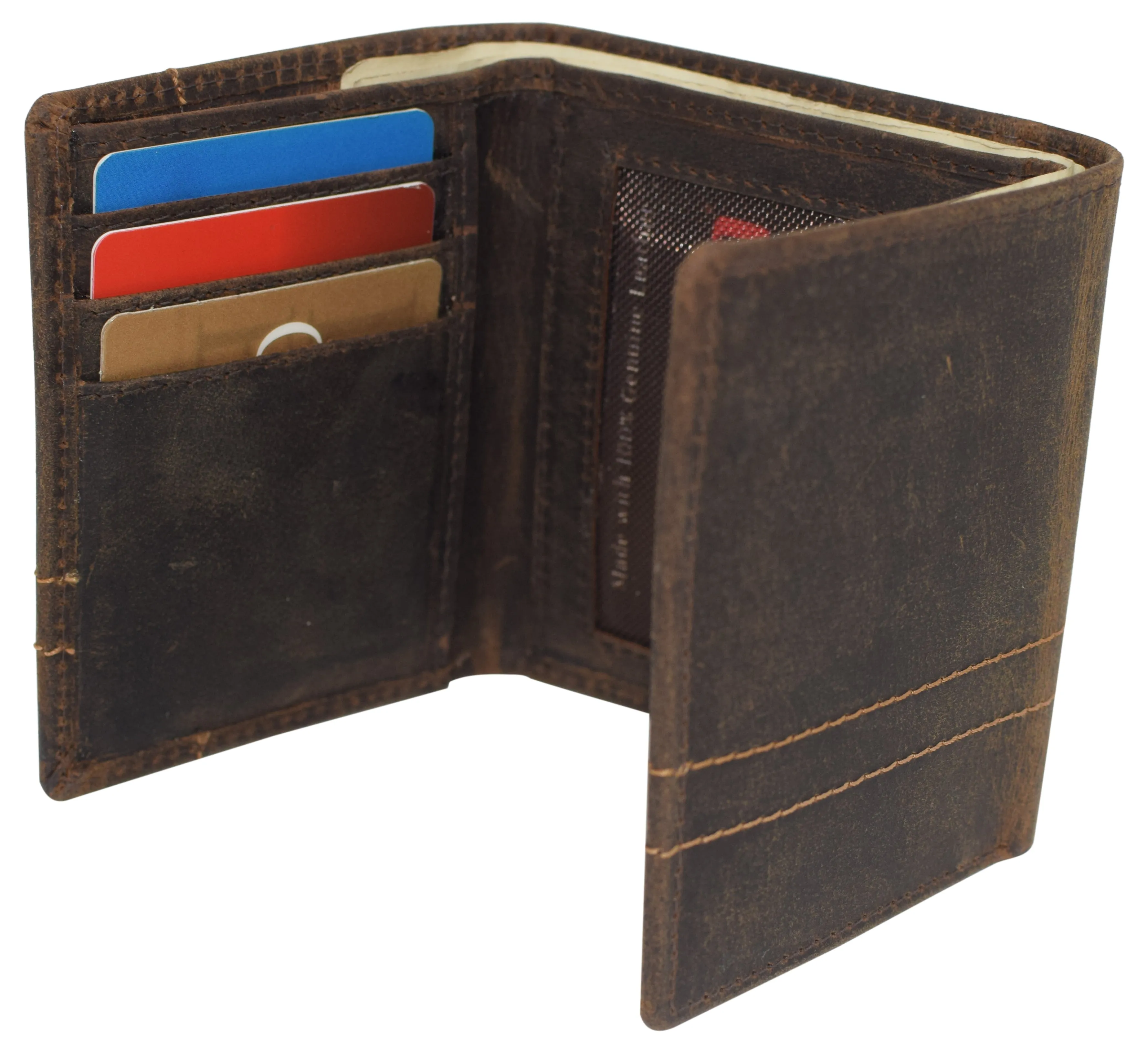 CAZORO Wallets for Men Vintage Leather RFID Blocking Slim Trifold Men's Wallet with Box