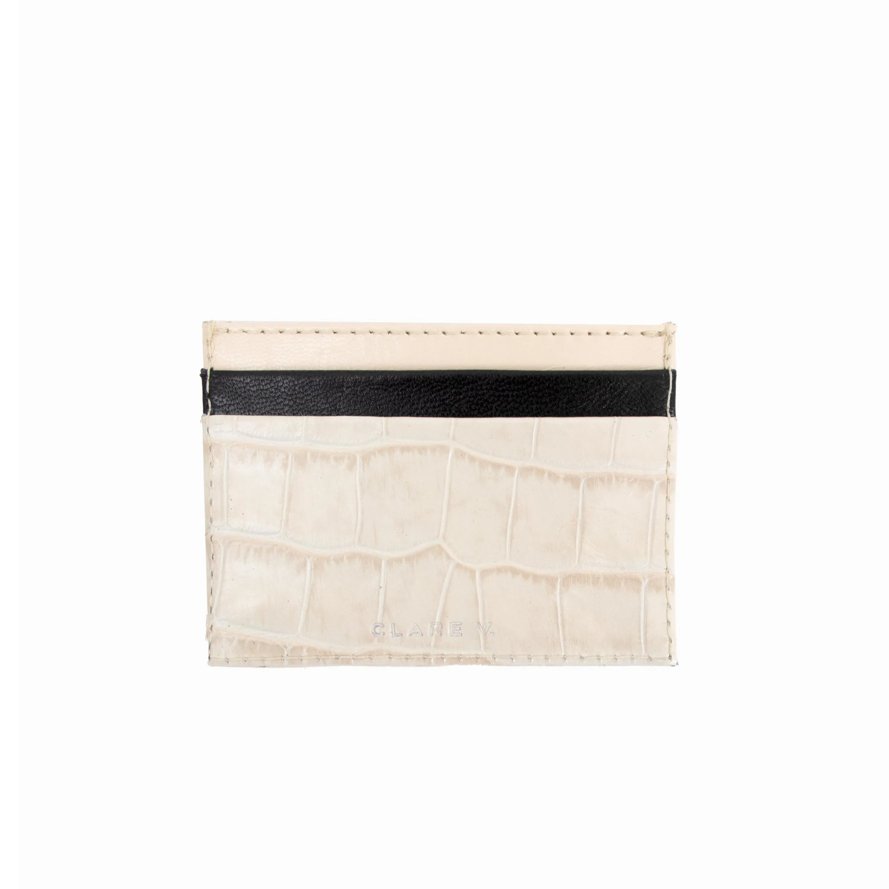 Clare V. - Adam's Card Case in Cream Croco