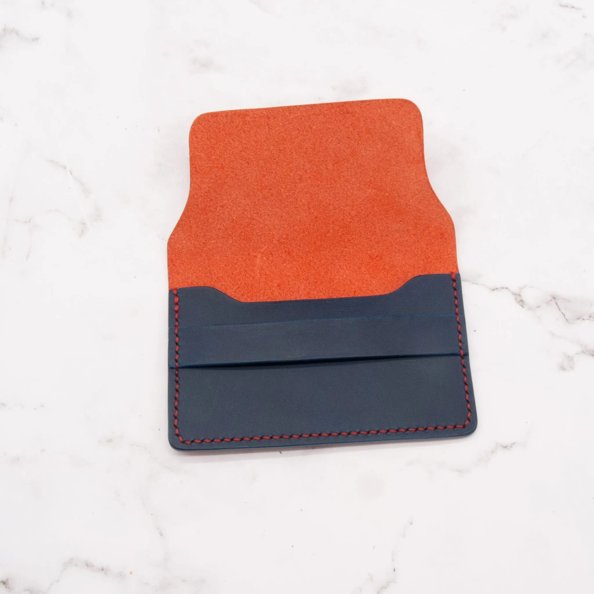 Colorblock Slim Flap Card Holder - Red & Blue