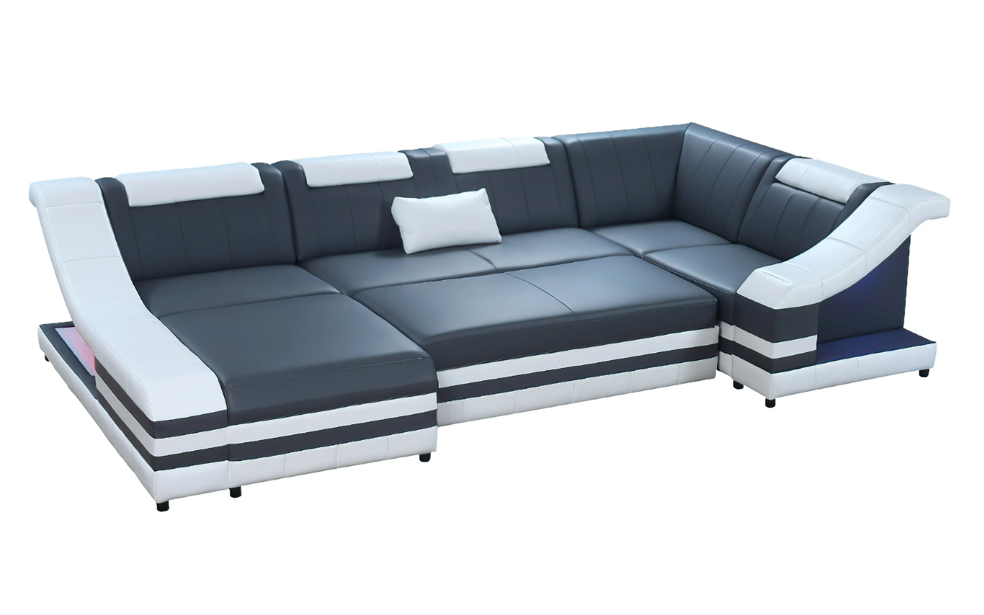 Comet Modern Leather Sectional with LED Light