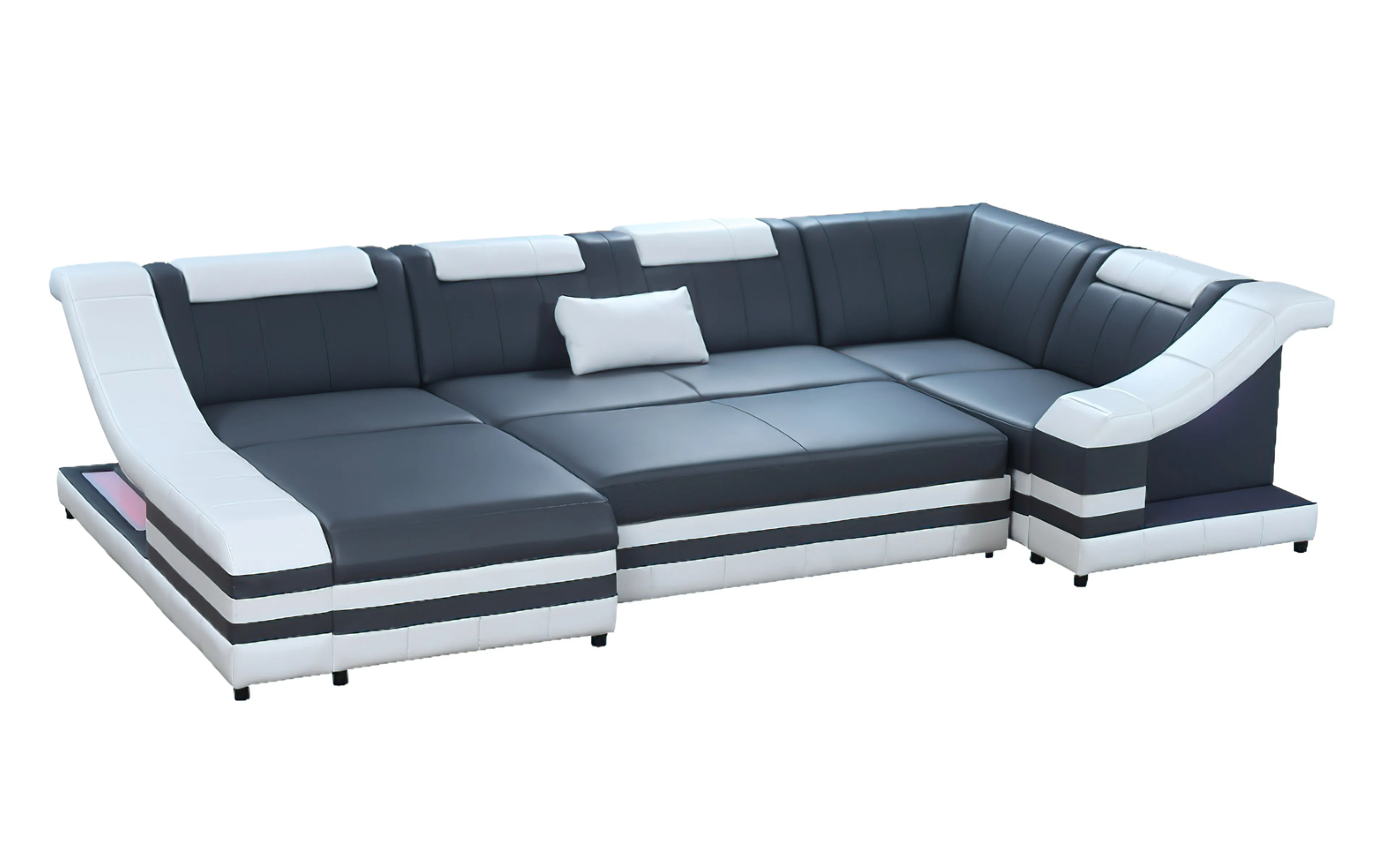 Comet Modern Leather Sectional with LED Light