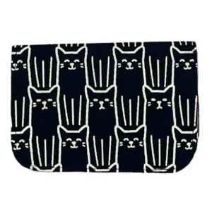 Cotton Canvas Cardholders - Cat Prints - Small Wallet : Black