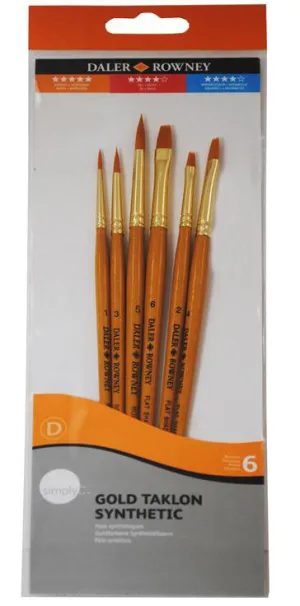 Daler Rowney Simply Short Handle Gold Taklon Brush Set #1 Sh - (Pack of 6)