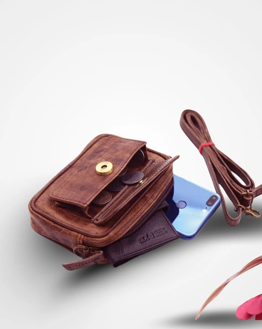 Dark Brown Front Pocket Leather Bumbag/Waist Bag