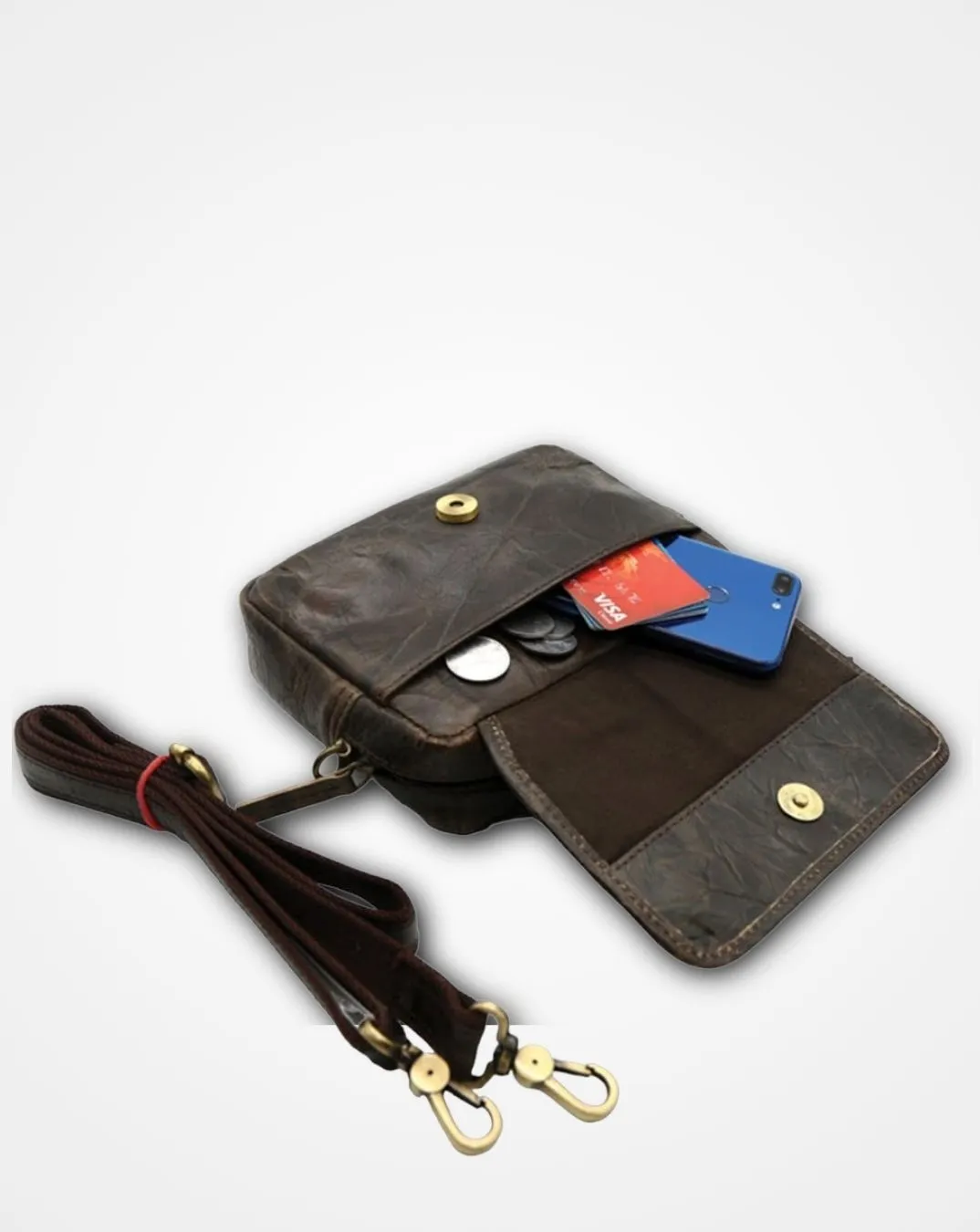 Dark Brown Leather Multipurpose Bumbag / Waist Bag