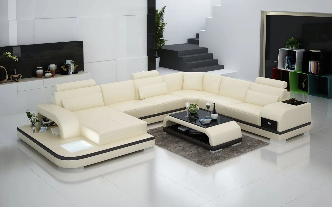 Everly Leather Sectional with LED Lights