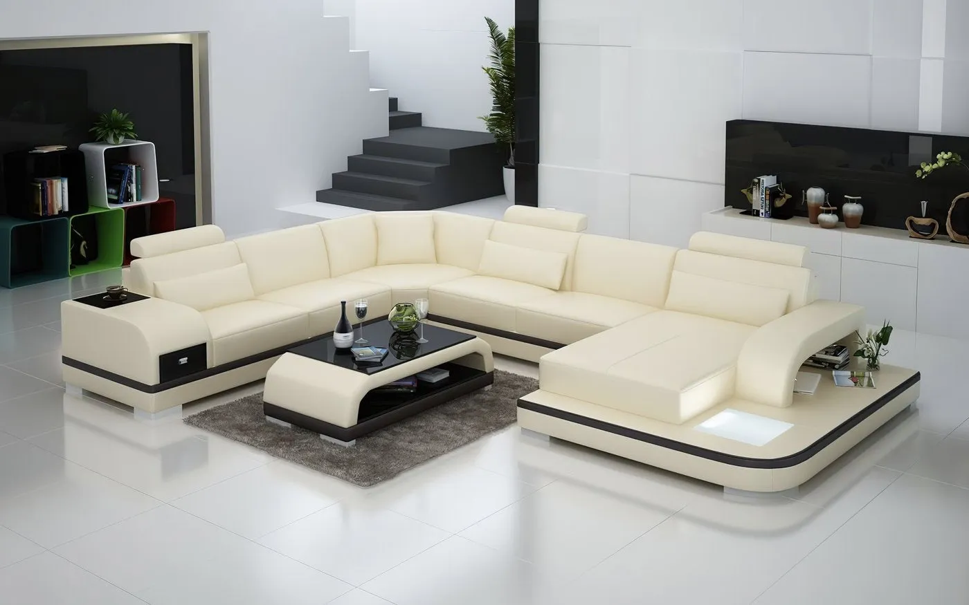 Everly Leather Sectional with LED Lights