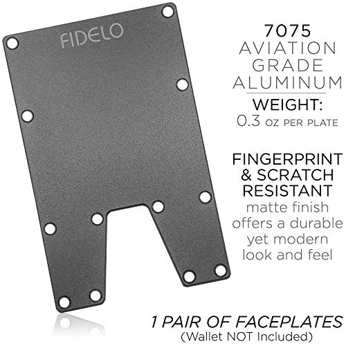 Fidelo Minimalist Wallet Faceplates Made of 7075 Not Included Gunmetal Grey