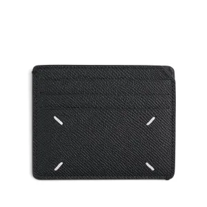 Four Stitches Leather Card Holder in Black