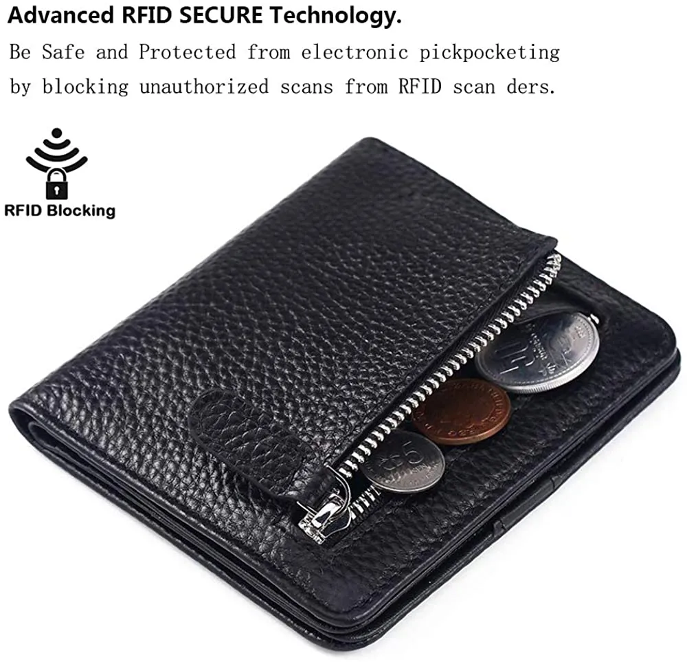 FUNTOR Small Wallets for Women, Ladies Small Compact Bifold Pocket RFID Blocking Genuine Leather Wallet for Women