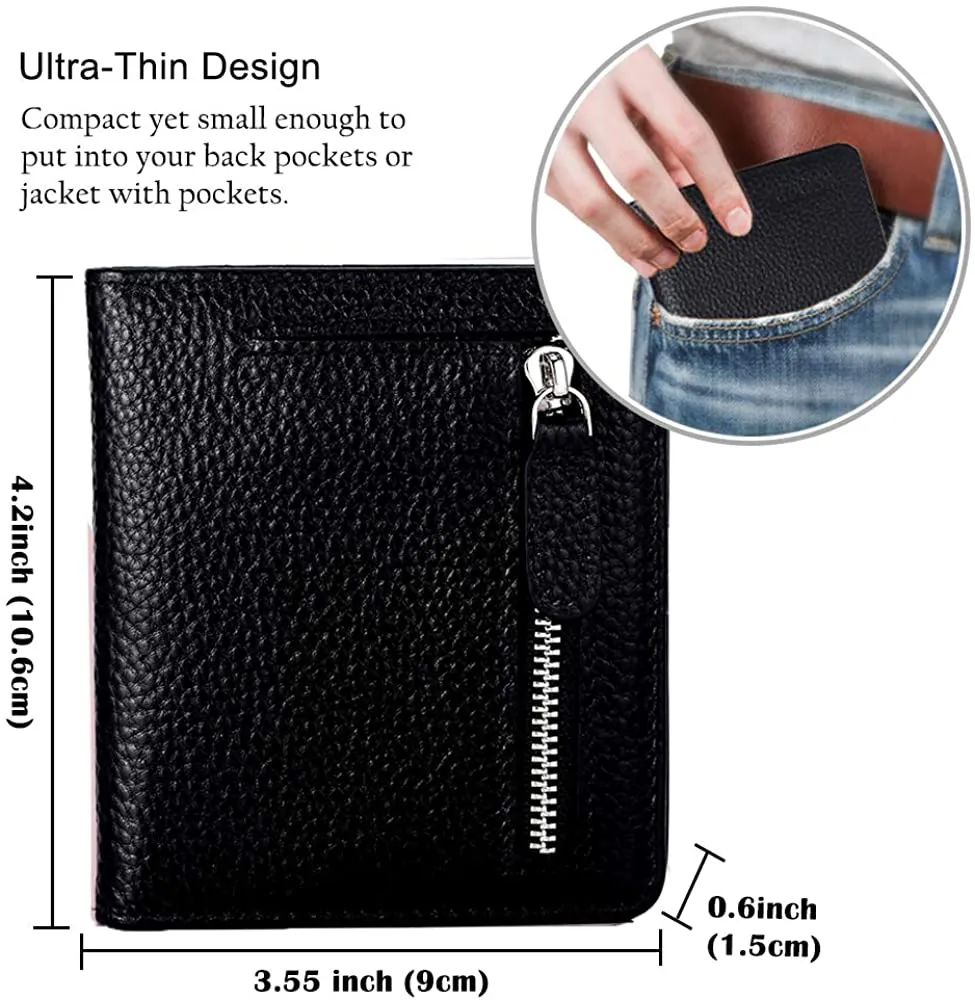 FUNTOR Small Wallets for Women, Ladies Small Compact Bifold Pocket RFID Blocking Genuine Leather Wallet for Women