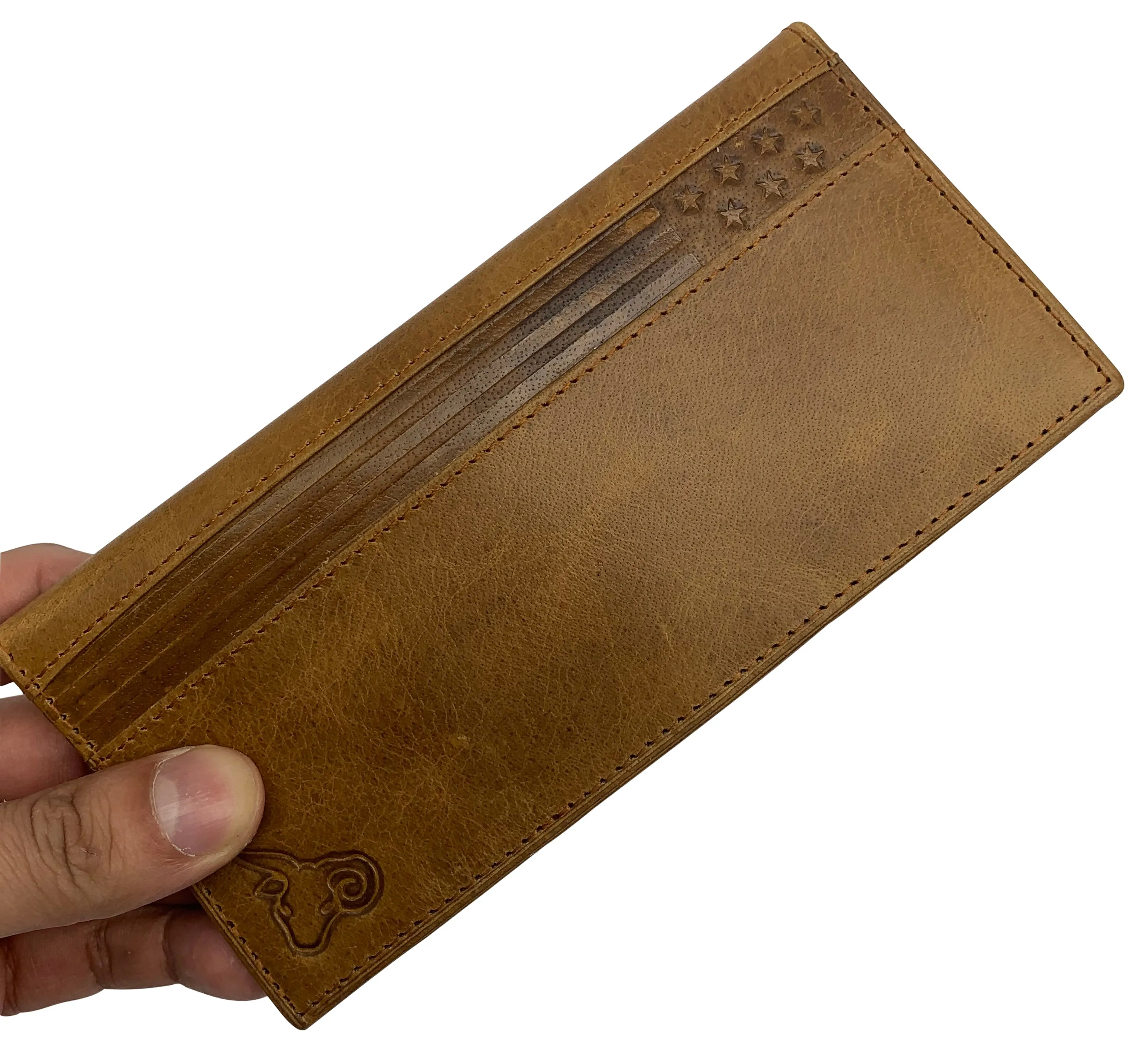 Genuine Leather Men's Chain Biker Wallet Long Bifold Checkbook RFID Blocking Wallets for Men