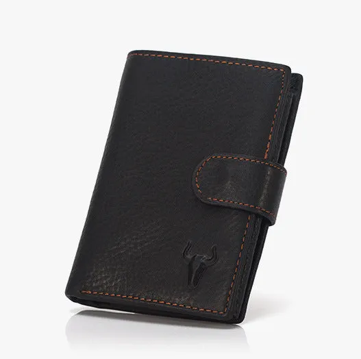 GWA028 - Ming Clan Retro Black Cowhide Leather Wallet