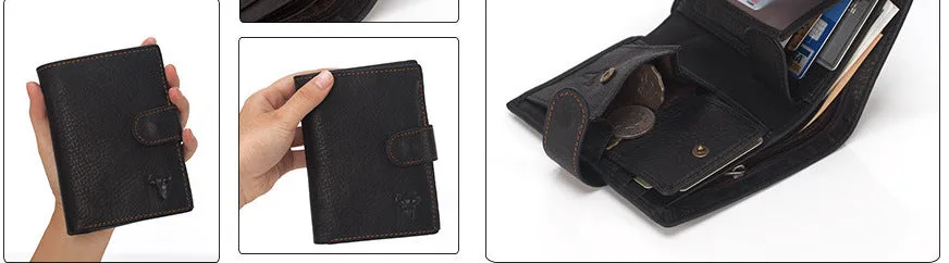 GWA028 - Ming Clan Retro Black Cowhide Leather Wallet