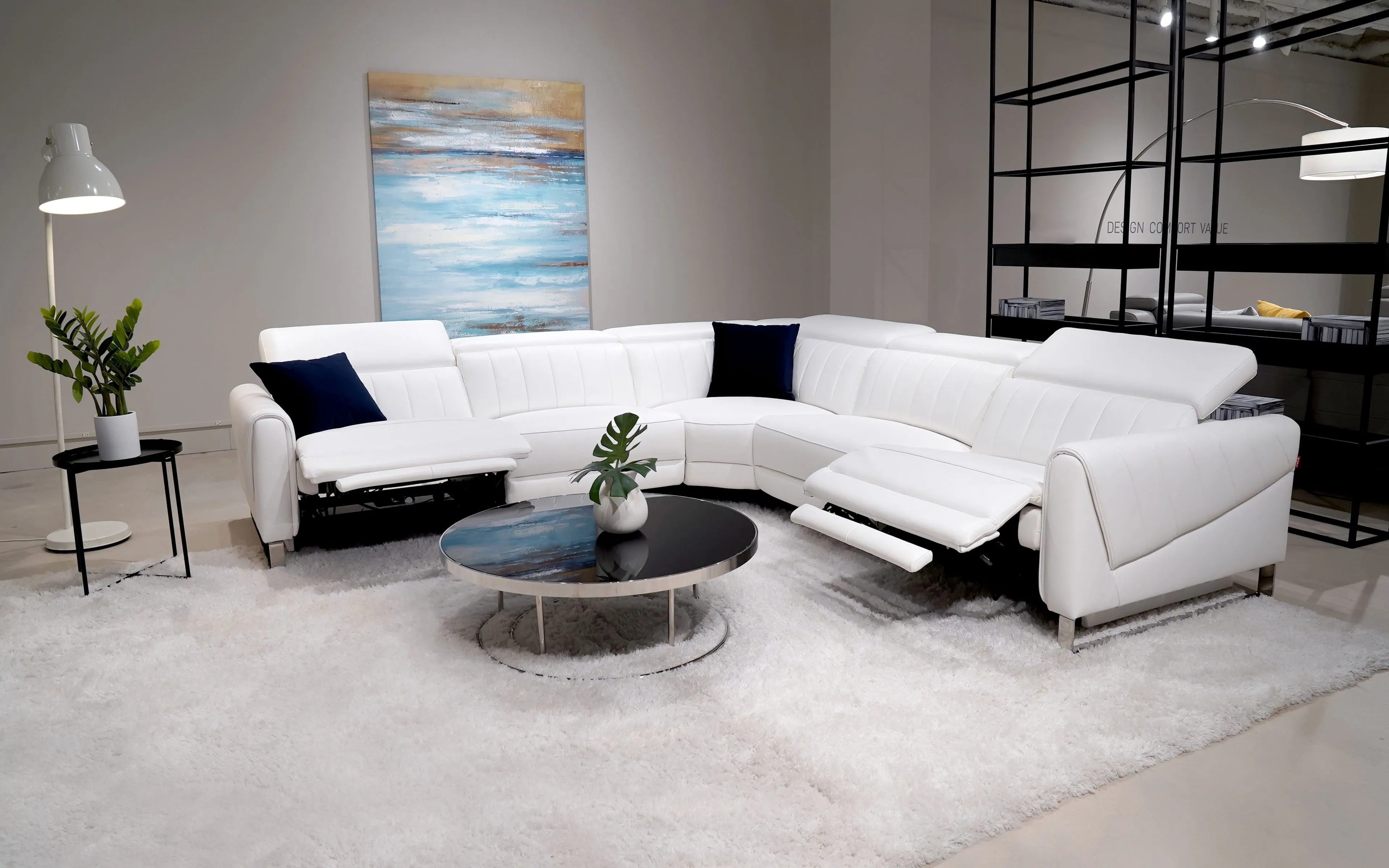 Haley Modern Leather Sectional with Recliner