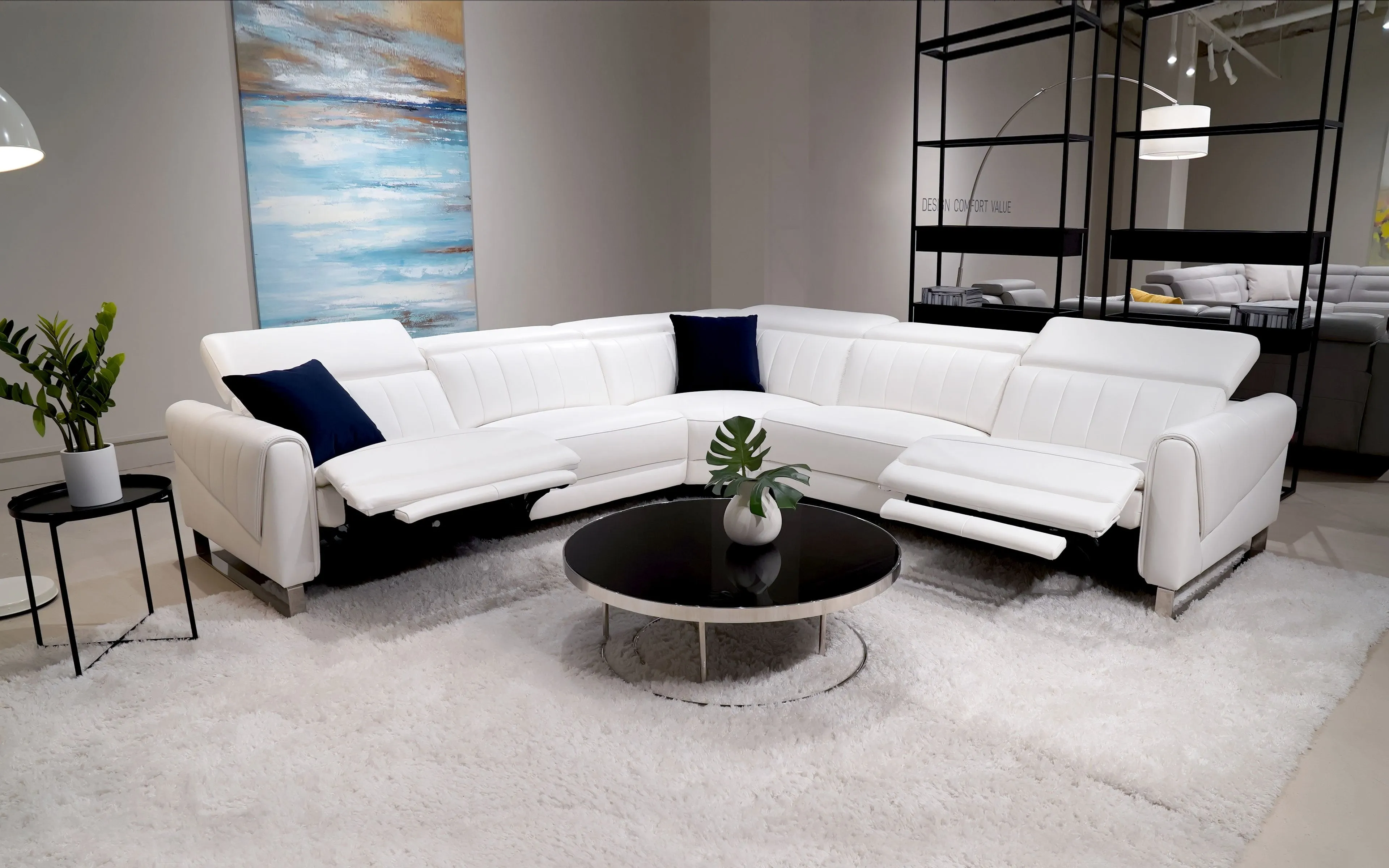 Haley Modern Leather Sectional with Recliner