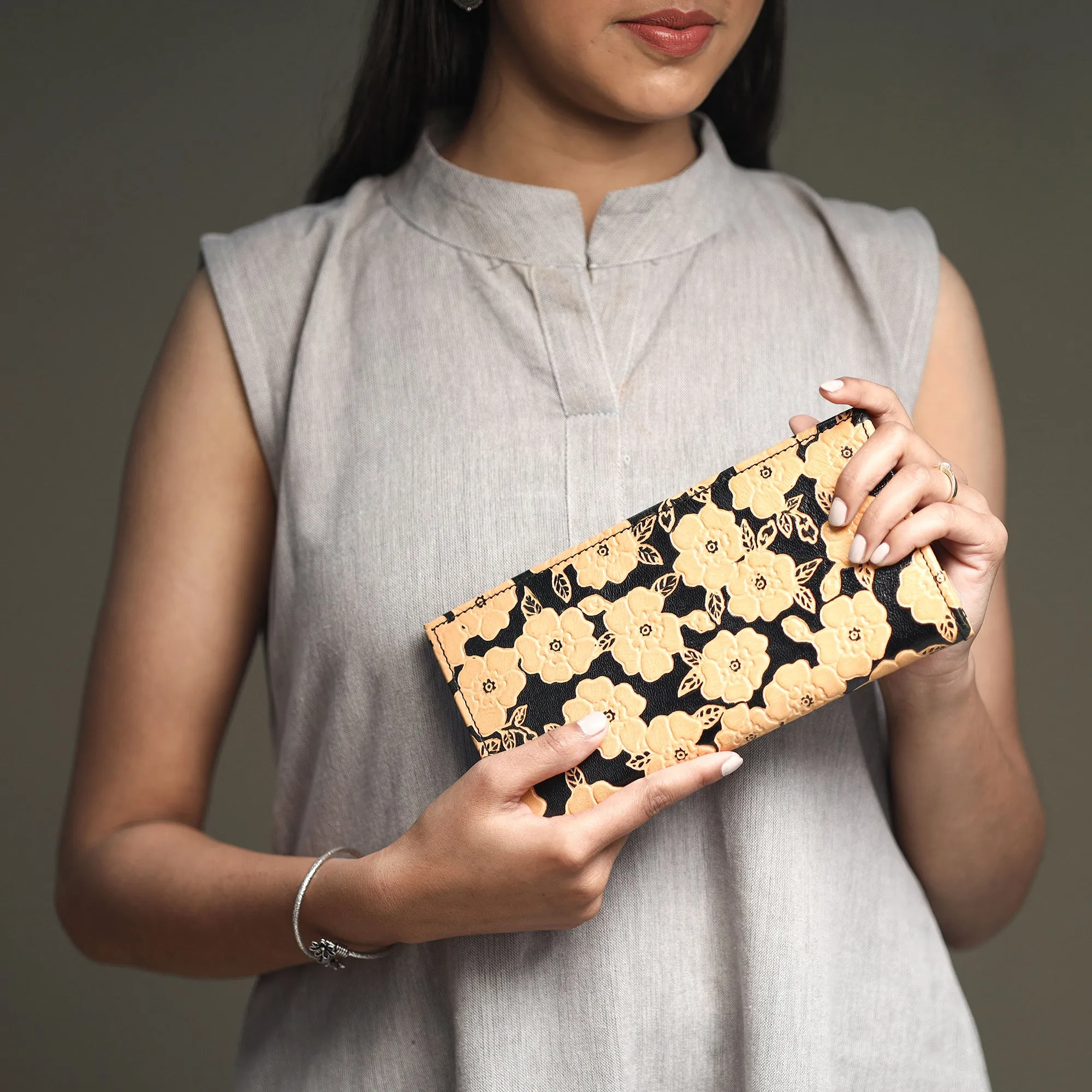 Handcrafted Embossed Leather Wallet for Women