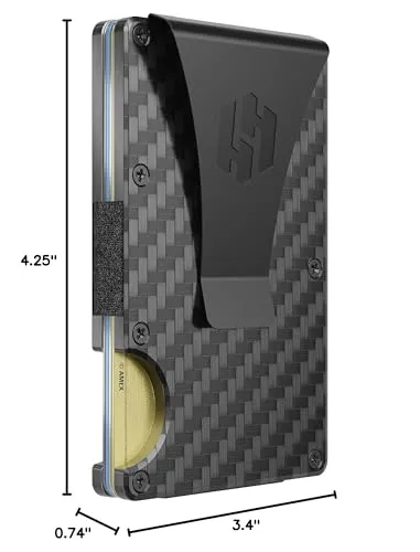 Hayvenhurst Wallet For Men - Reinvented Design Men's Wallet - Slim, Minimalistic & Seamless, Blocks RFID Scanners, Holds 12 Cards & Has a Money Clip (Carbon Fiber)