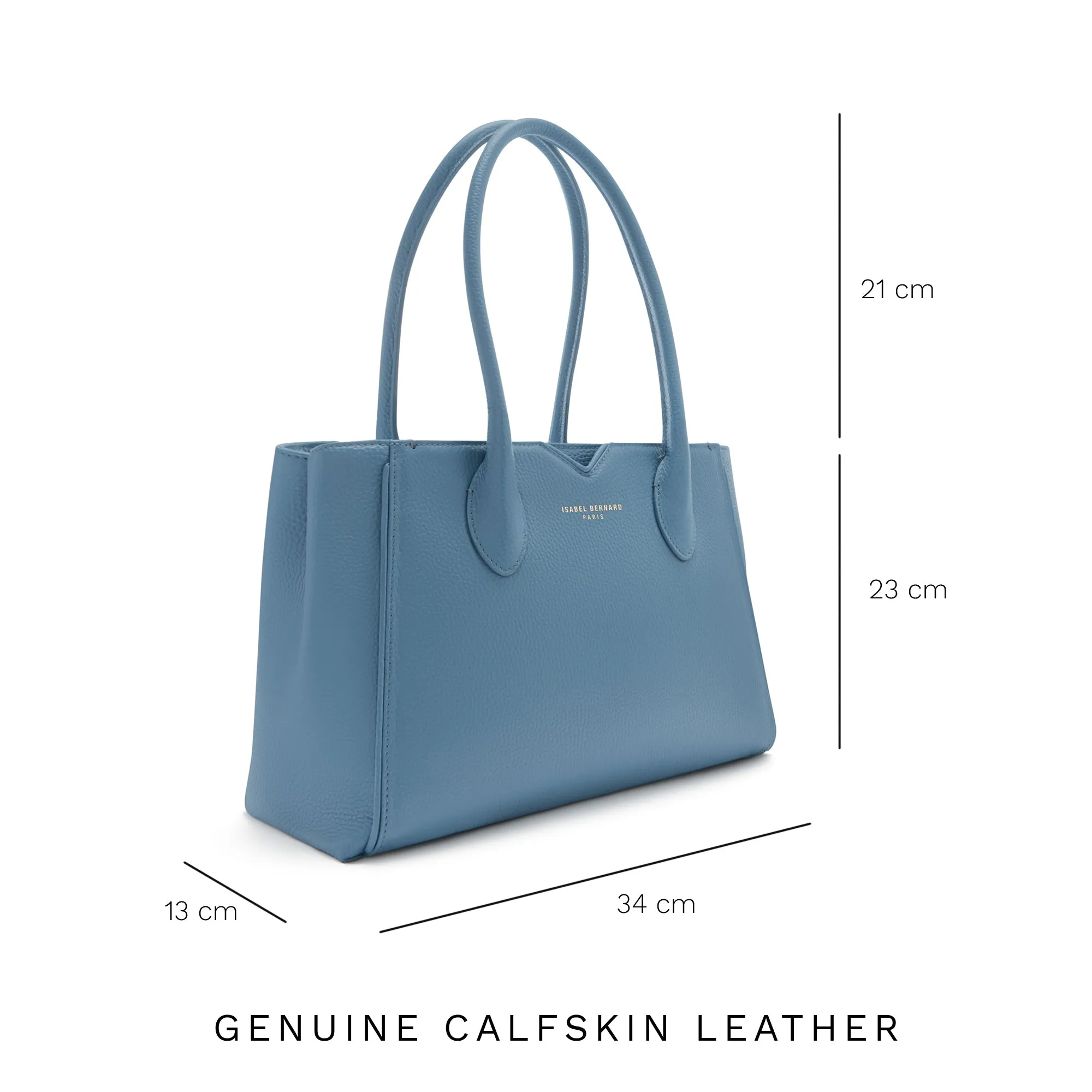 Honoré Cloe Midi blue calfskin leather handbag