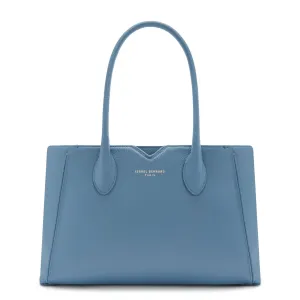 Honoré Cloe Midi blue calfskin leather handbag