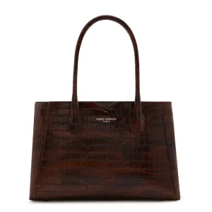 Honoré Cloe Midi croco brown calfskin leather handbag