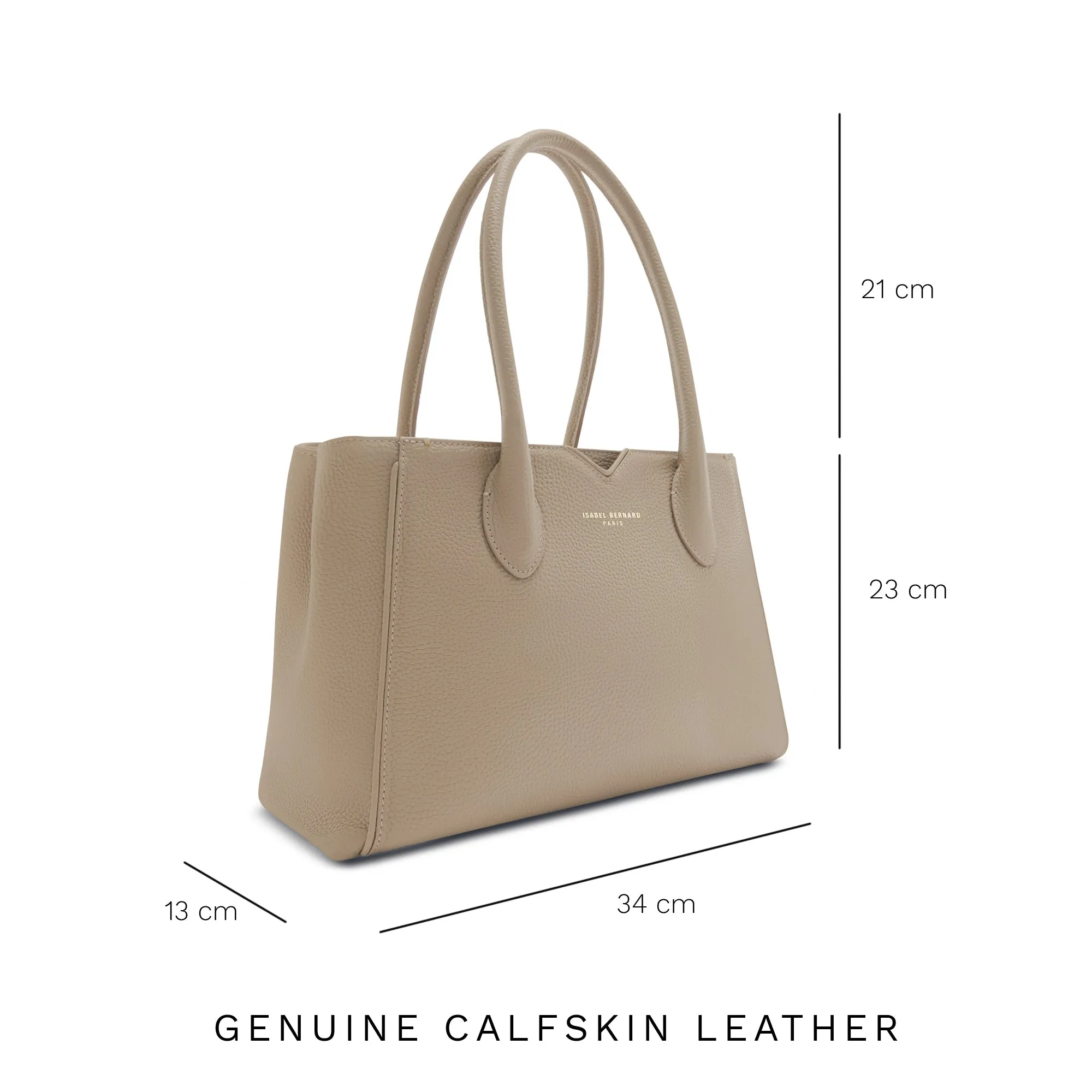 Honoré Cloe Midi taupe calfskin leather handbag