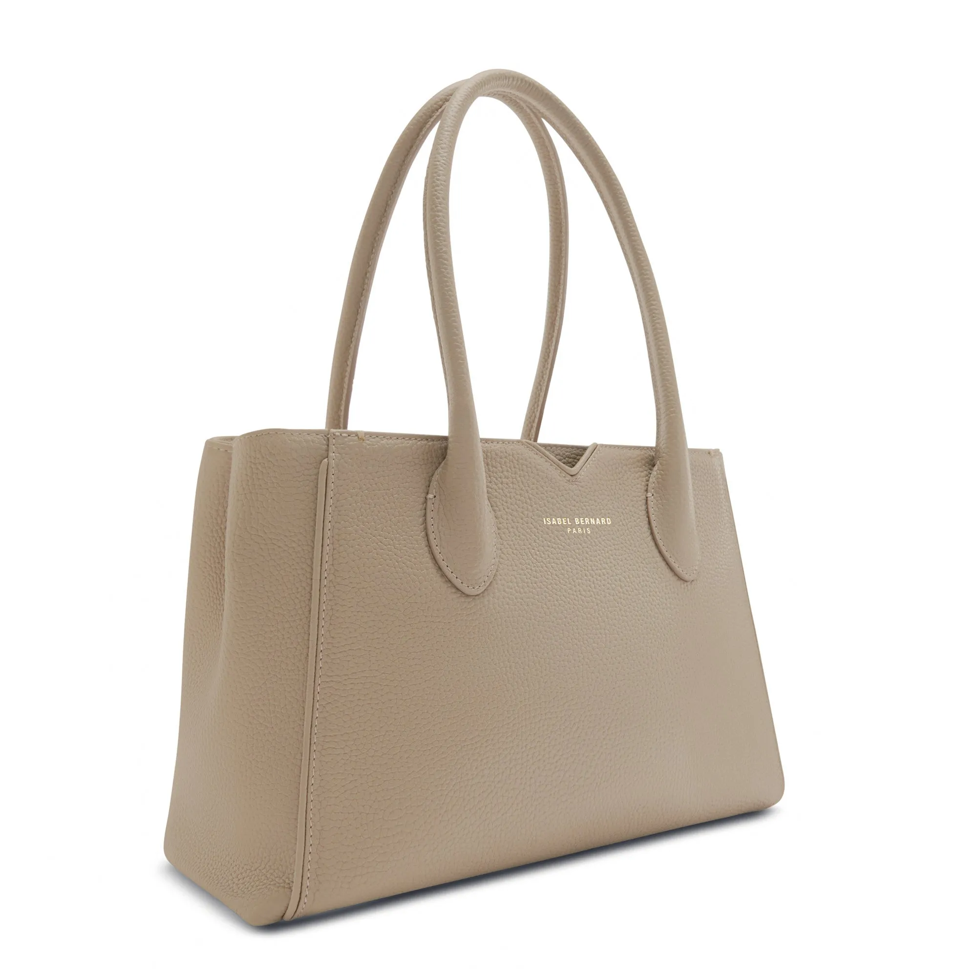 Honoré Cloe Midi taupe calfskin leather handbag