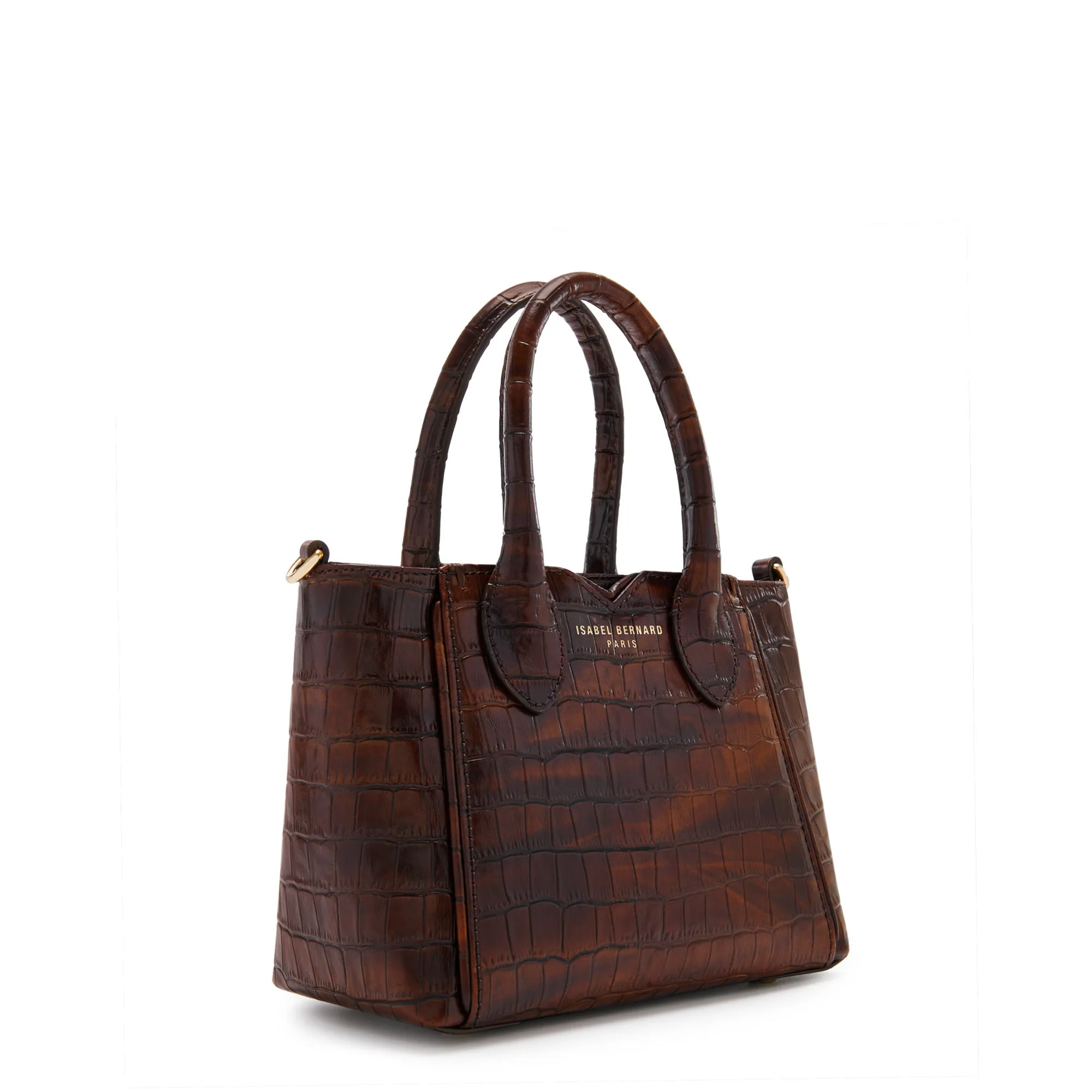 Honoré Cloe Mini croco brown calfskin leather handbag