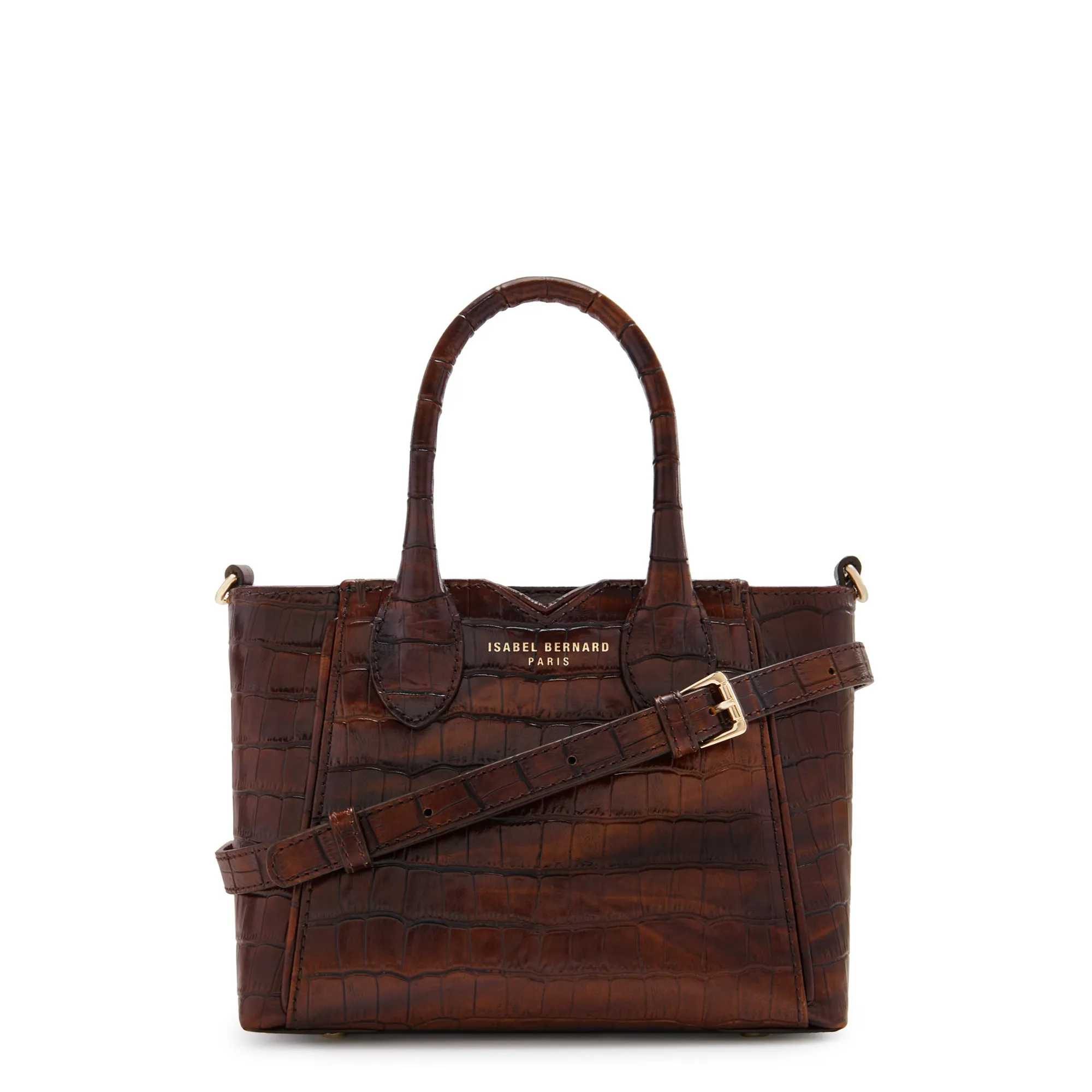 Honoré Cloe Mini croco brown calfskin leather handbag