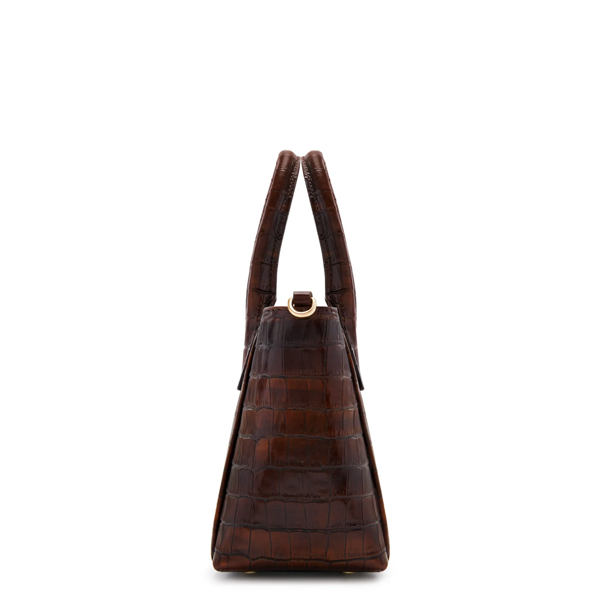 Honoré Cloe Mini croco brown calfskin leather handbag