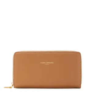 Honoré Léa camel calfskin leather zipper wallet