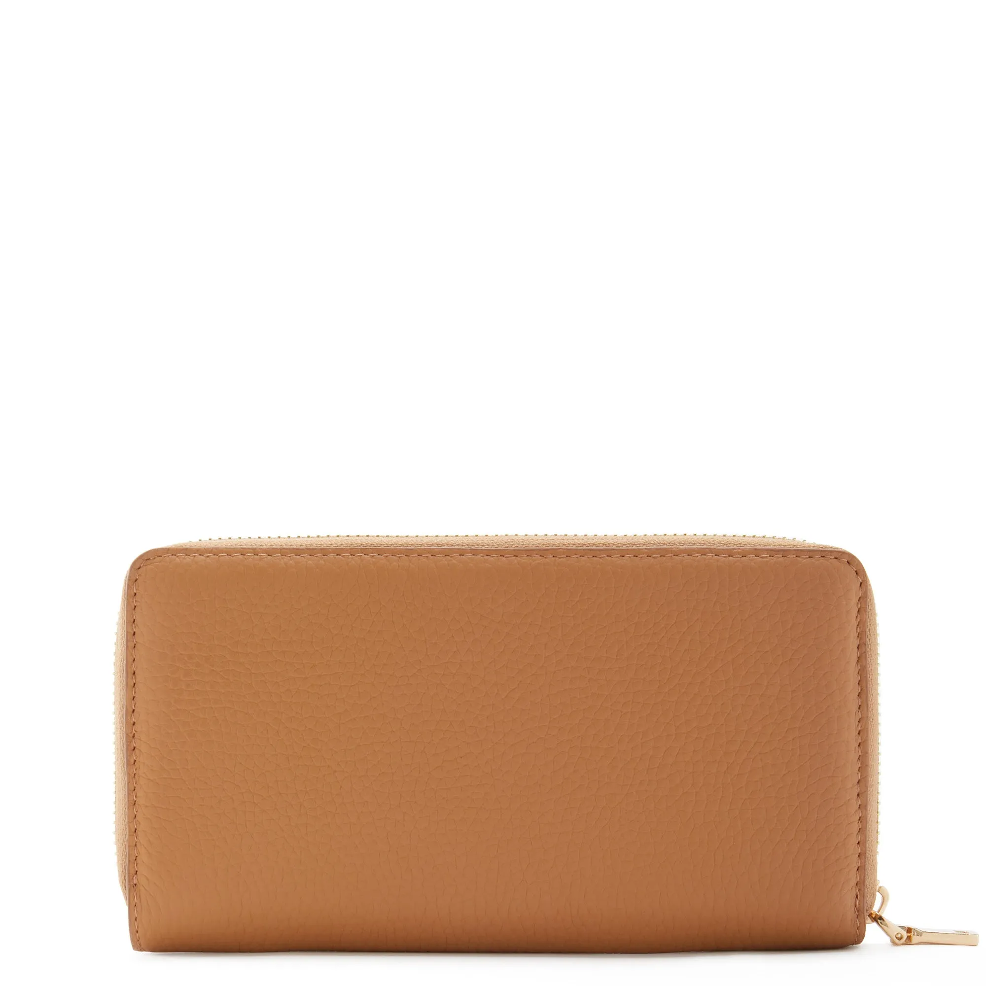 Honoré Léa camel calfskin leather zipper wallet