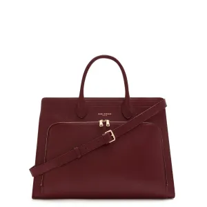 Honoré Nadine bordeaux red calfskin leather handbag with laptop compartment