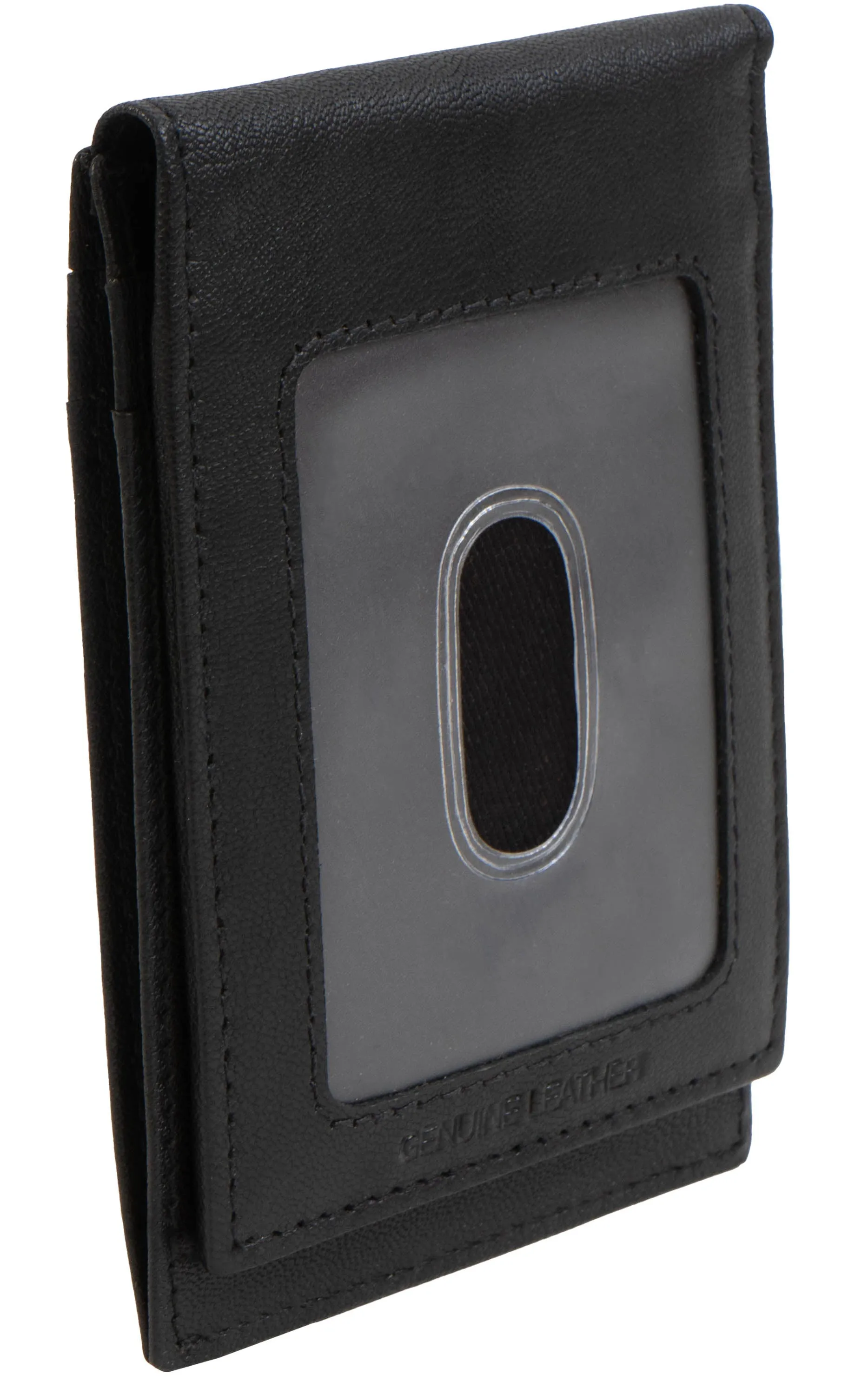 Jack Abrahams Goat Nappa Leather Bi-Fold Card Case Wallet Black