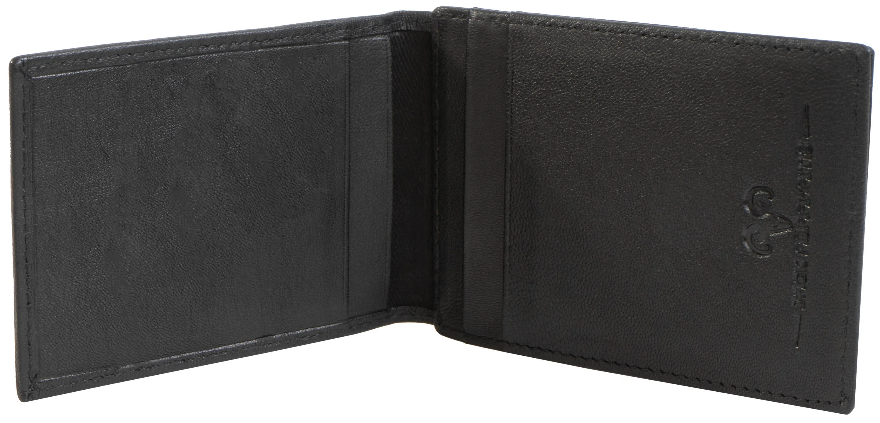 Jack Abrahams Goat Nappa Leather Bi-Fold Card Case Wallet Black