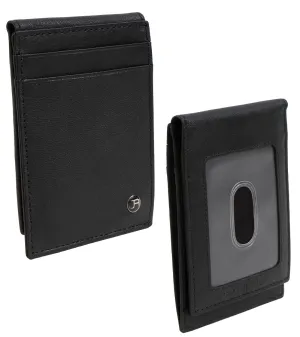 Jack Abrahams Goat Nappa Leather Bi-Fold Card Case Wallet Black